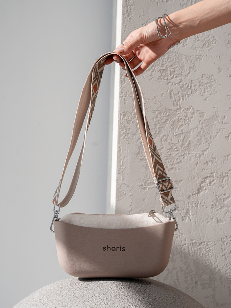 Мини‑сумка Sharis бежевая, ремень