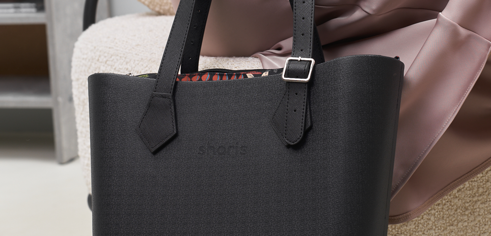 Sharis шопер черный с пряжками, крупно