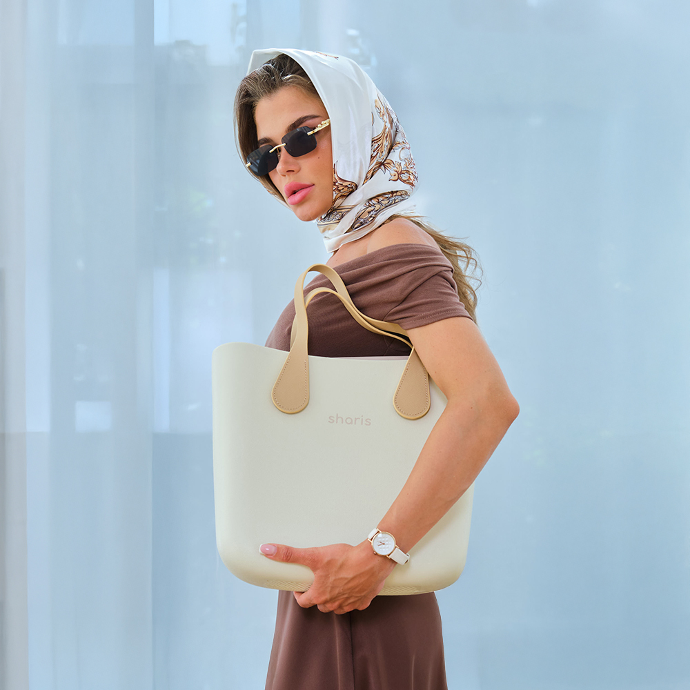 Шопер Sharis молочный, бежевые ручки