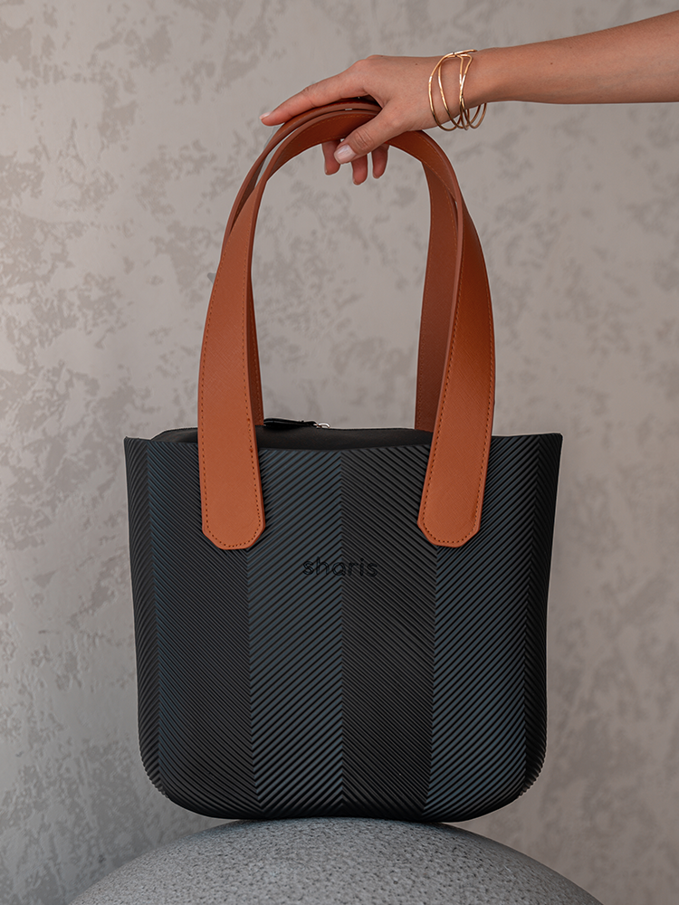 Sharis чёрный шопер ёлочка, рыжие ручки