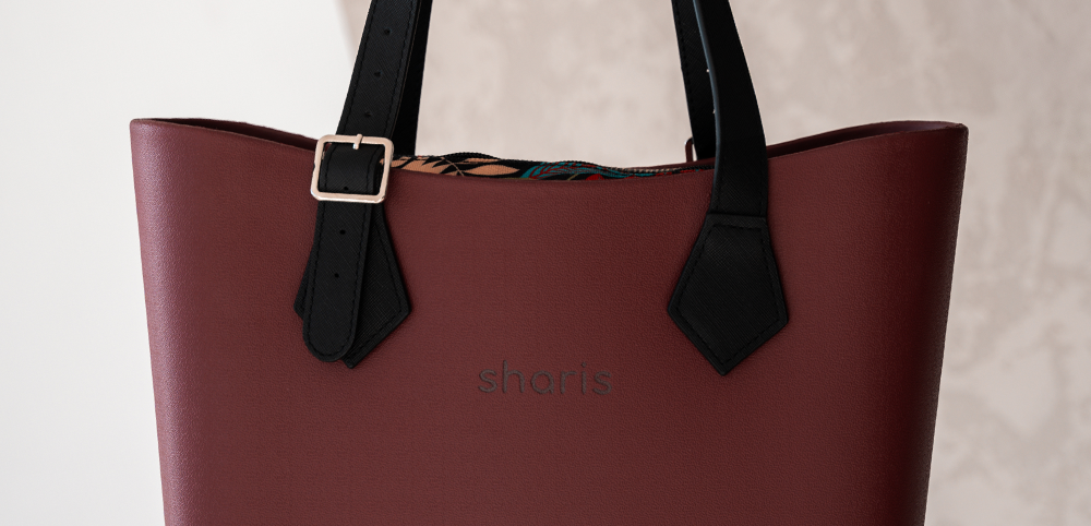 Sharis шопер бордо, черные ремни крупно